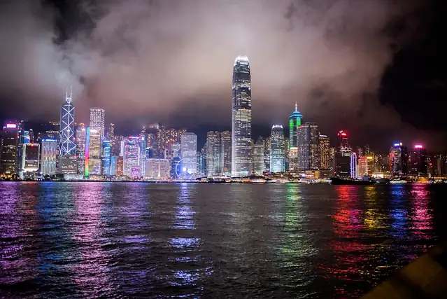 Hong Kong’s Victoria Harbour skyline at night