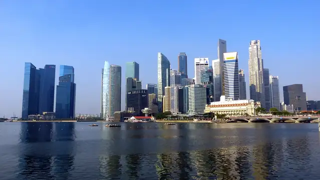 The Singapore skyline across Marina Bay